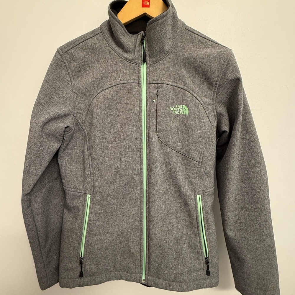The North Face Gray and Green Puffer Jacket